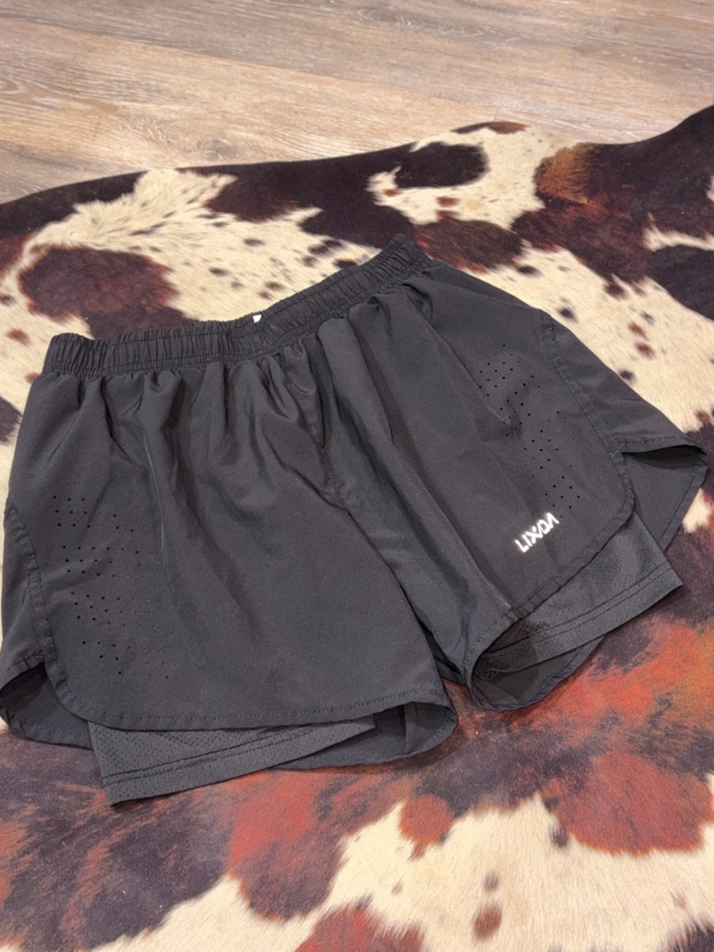 Woman’s 2in1 Athletic Layered Shorts mesh biker inside. zip pocket. Running